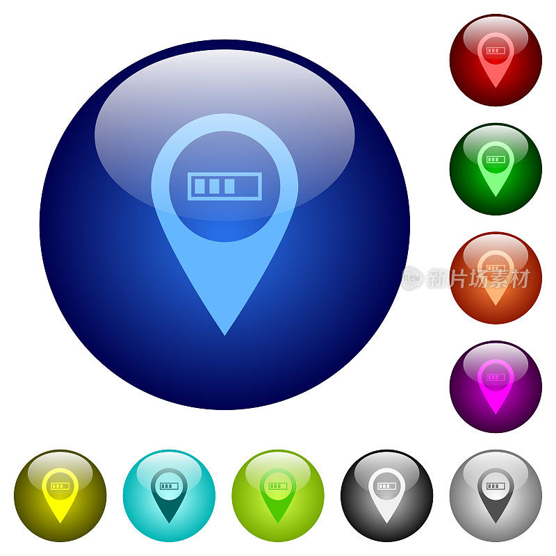 GPS路线规划彩色玻璃按钮