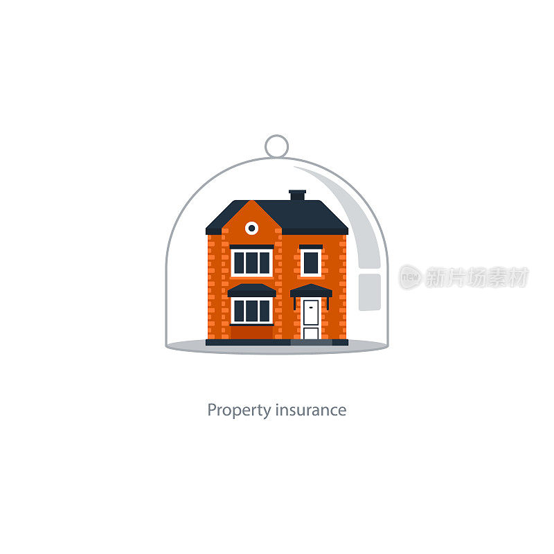 房地产覆盖图标，保护系统，保安，房屋保险