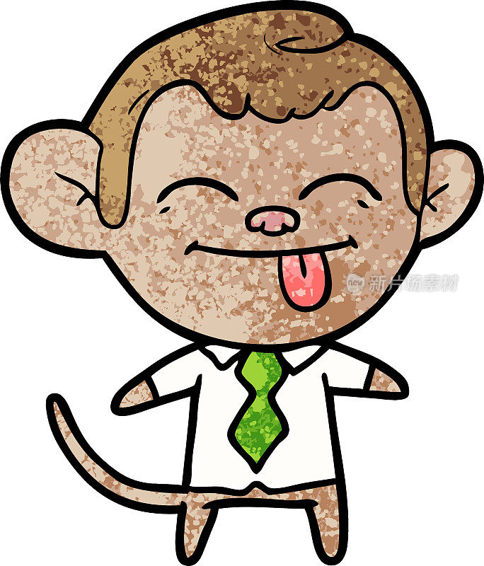 滑稽的卡通猴子穿着衬衫和领带