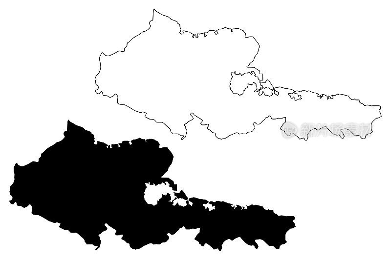 奥尔金省(古巴共和国，古巴各省)地图矢量插图，奥尔金手绘地图