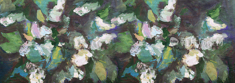 新潮的春天插图现代艺术作品我的油画在画布上的原始印象主义水平风景灌木鸟樱桃树枝鲜花和花蕾的一种植物被太阳照亮