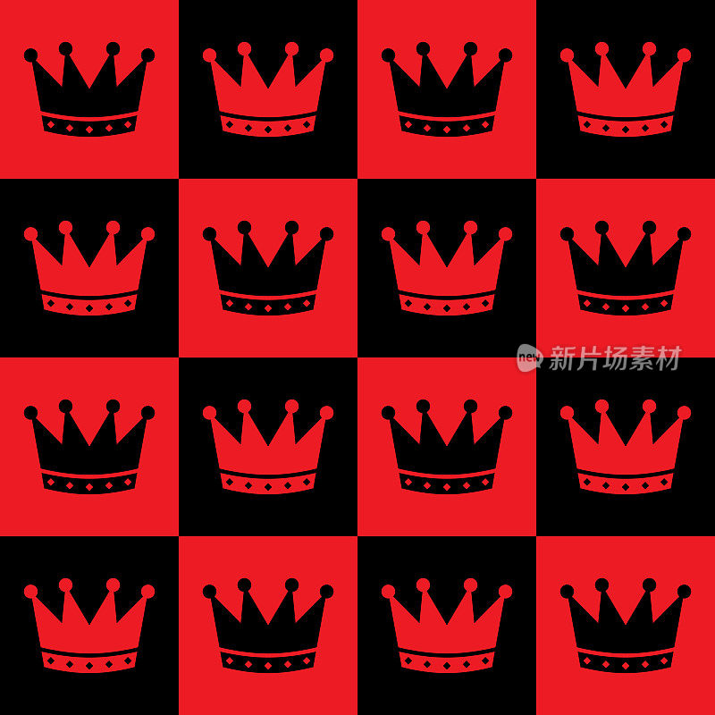 红色和黑色王冠无缝模式