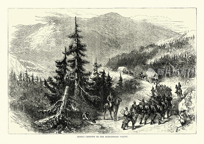 美国内战期间，军队穿过谢南多厄河谷