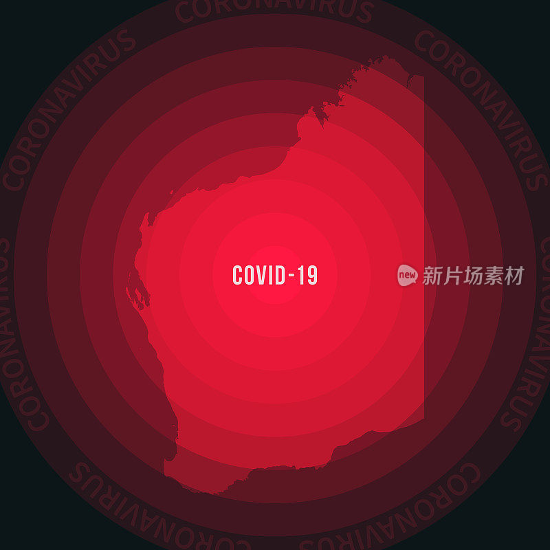 西澳大利亚与COVID-19传播的地图。冠状病毒爆发