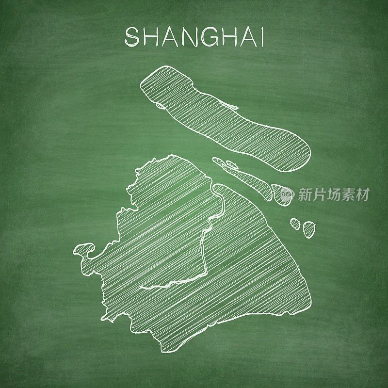 上海地图画在黑板上——黑板