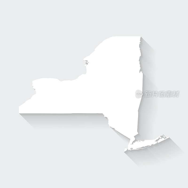 纽约地图与空白背景上的长阴影-平面设计