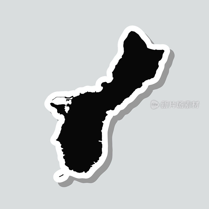 关岛地图贴纸上的灰色背景