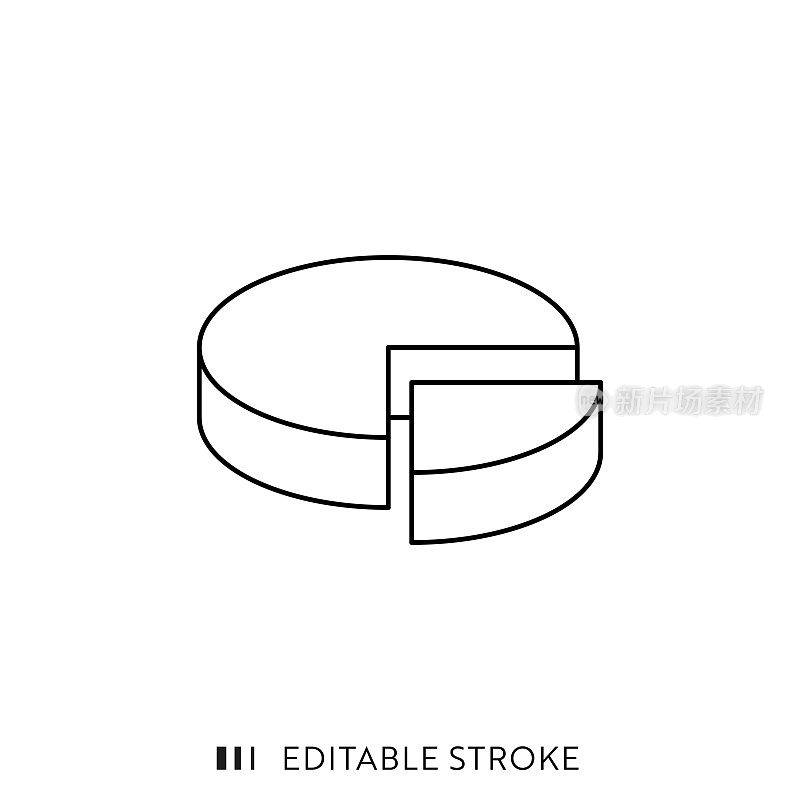 具有可编辑描边的等距饼图图标