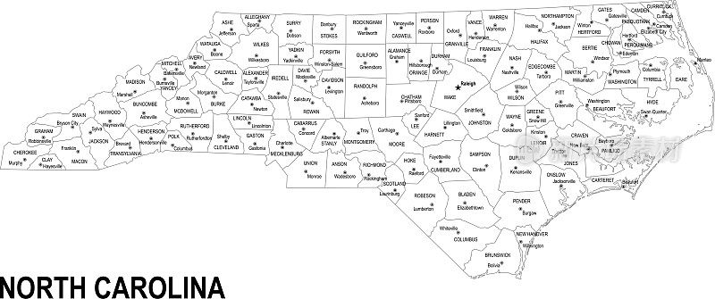 北卡罗莱纳的轮廓地图