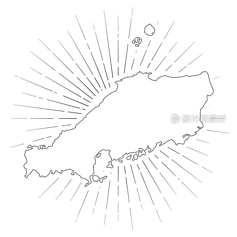 Chugoku地图与阳光在白色的背景