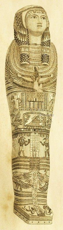 古埃及木乃伊。法老和金字塔，古董历史插图