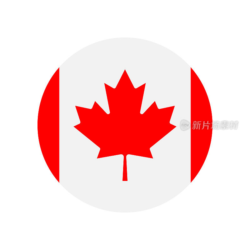 加拿大国旗图标矢量插图-圆形