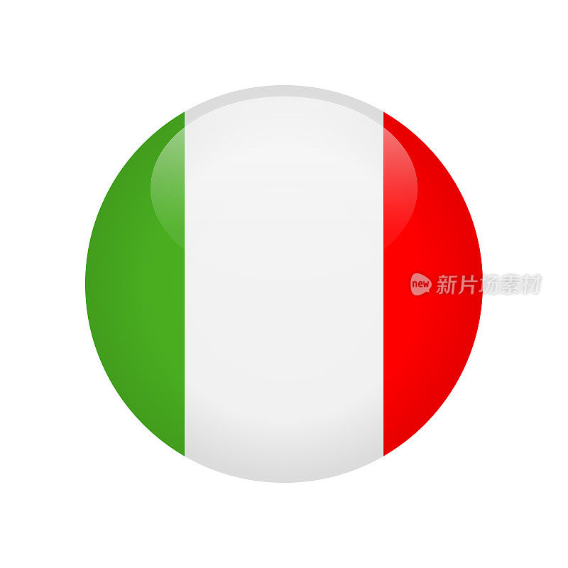 意大利-旗帜图标矢量插图-圆形