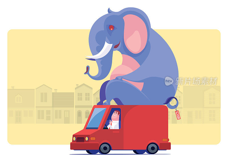 商人用货车运送大象