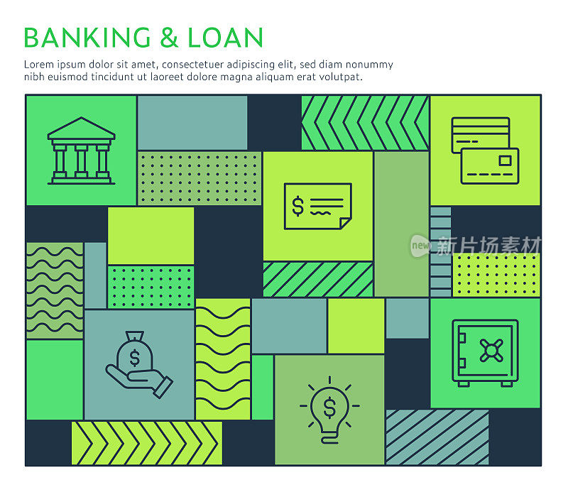 包豪斯风格的银行和贷款信息图表模板