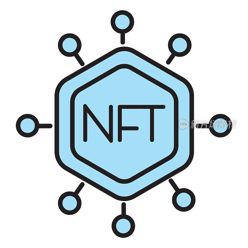 比特币和加密货币NFT概念图标投资-可编辑的中风