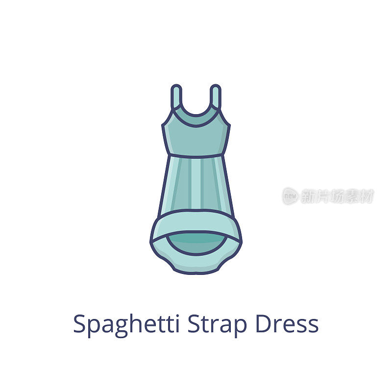 意大利面条带连衣裙图标在向量。标识