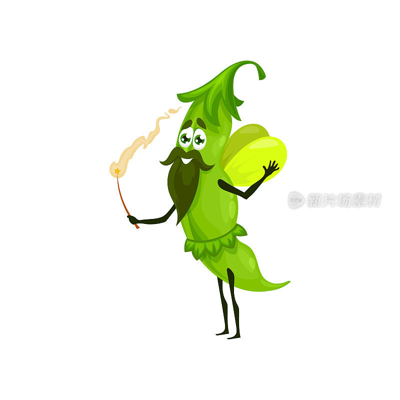 绿豌豆巫师还是巫师，矢量滑稽豌豆