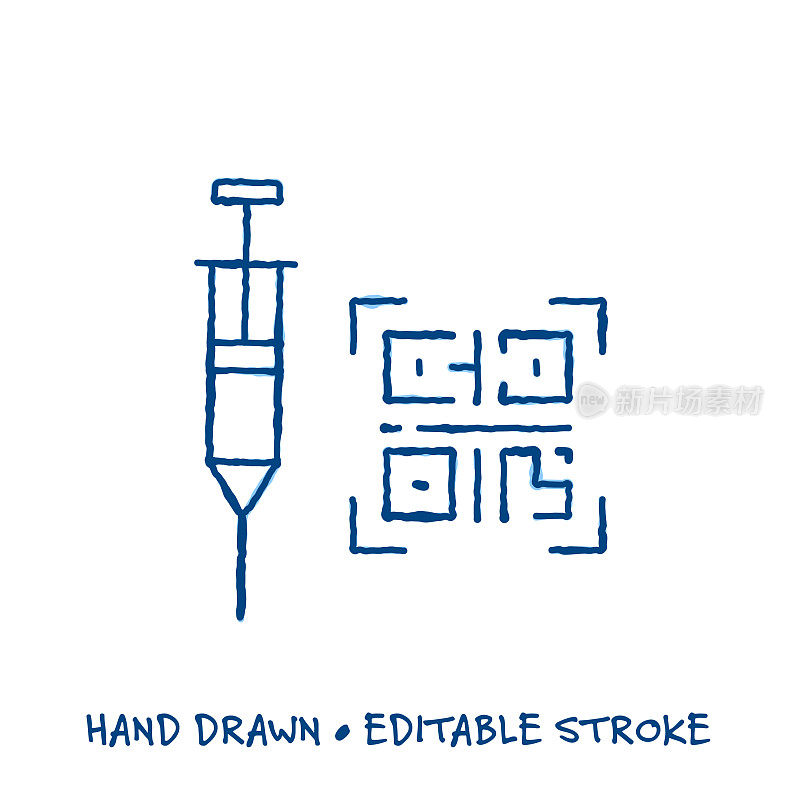 带有可编辑中风的粗略COVID-19疫苗证书线条图标