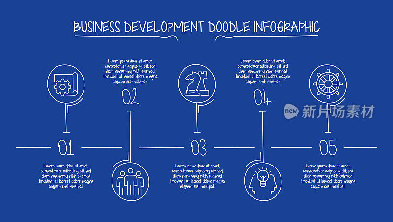 业务发展概念矢量线信息图形设计与图标。