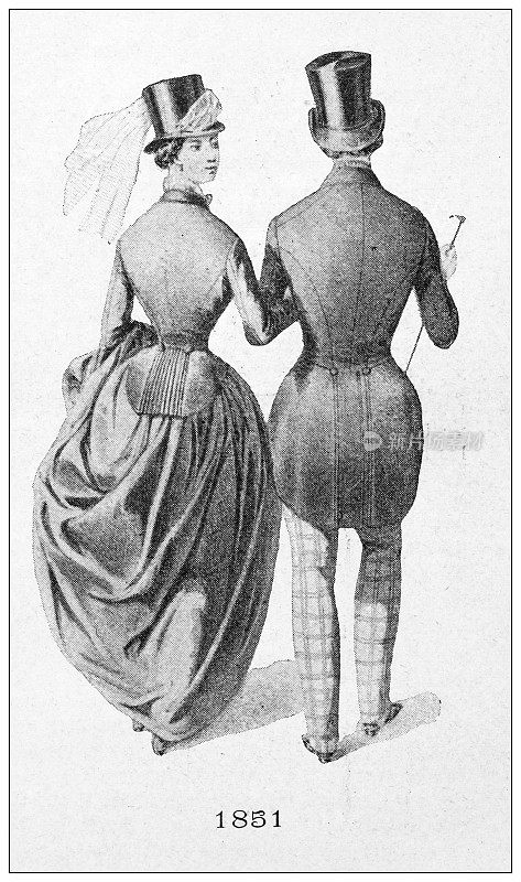 古董插图:礼帽的演变，1851年