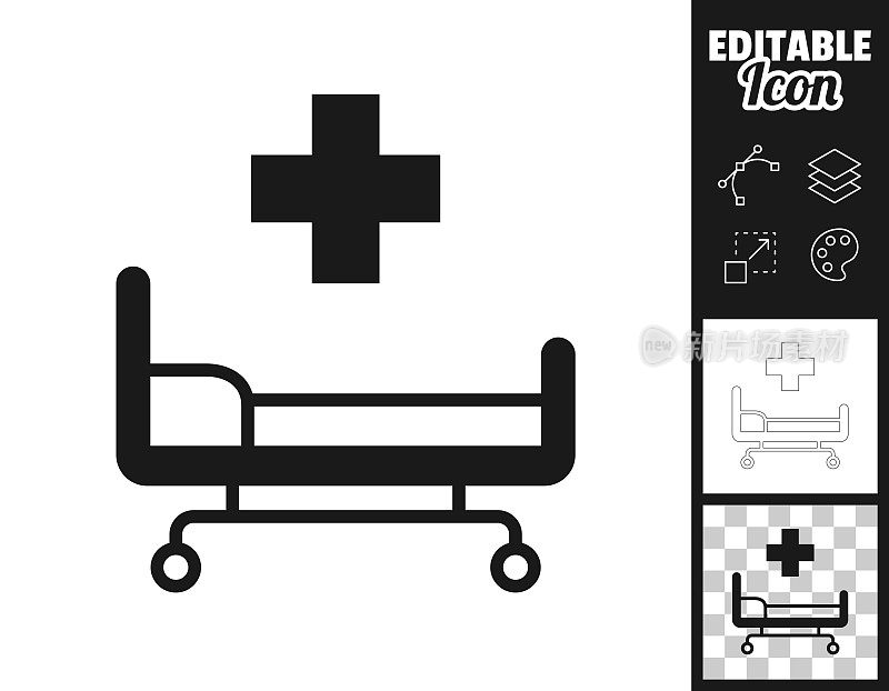 医院的病床上。图标设计。轻松地编辑