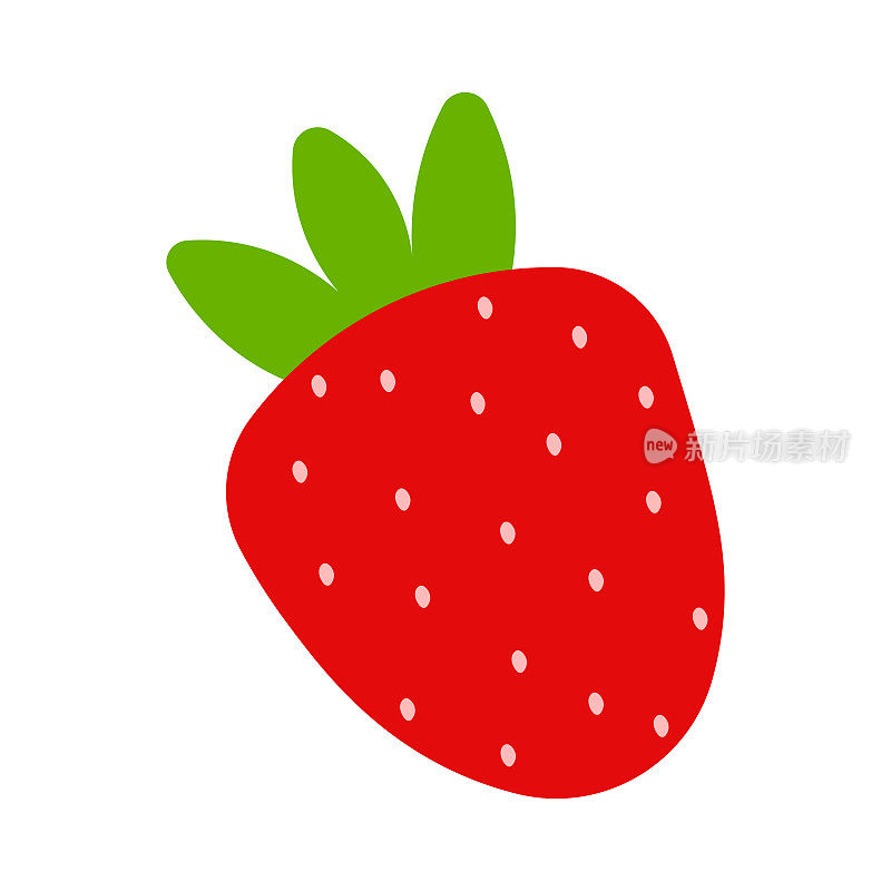 手绘草莓水果在平面可爱的动画卡通插图图像