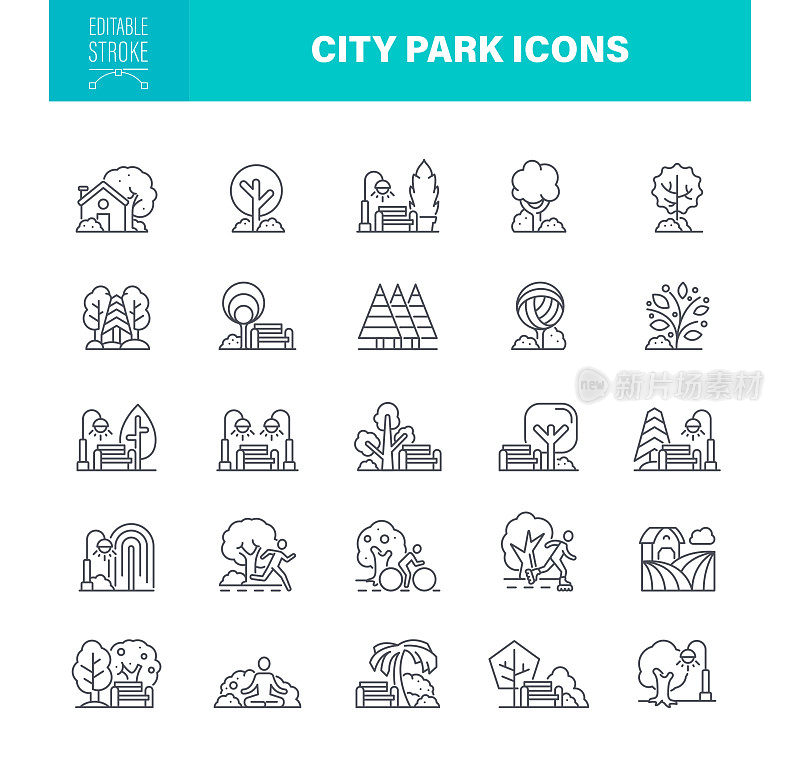 城市公园图标可编辑笔画