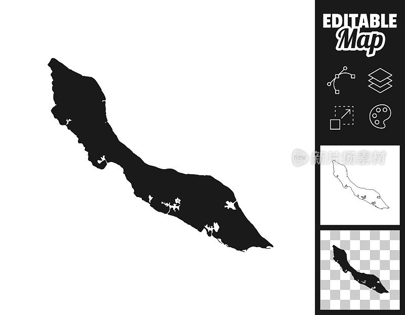库拉索岛地图设计。轻松地编辑