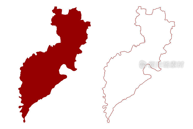 迪安森林非大都市区(大不列颠及北爱尔兰联合王国，礼仪郡格洛斯特郡或英国格洛斯)地图矢量插图，涂鸦草图地图