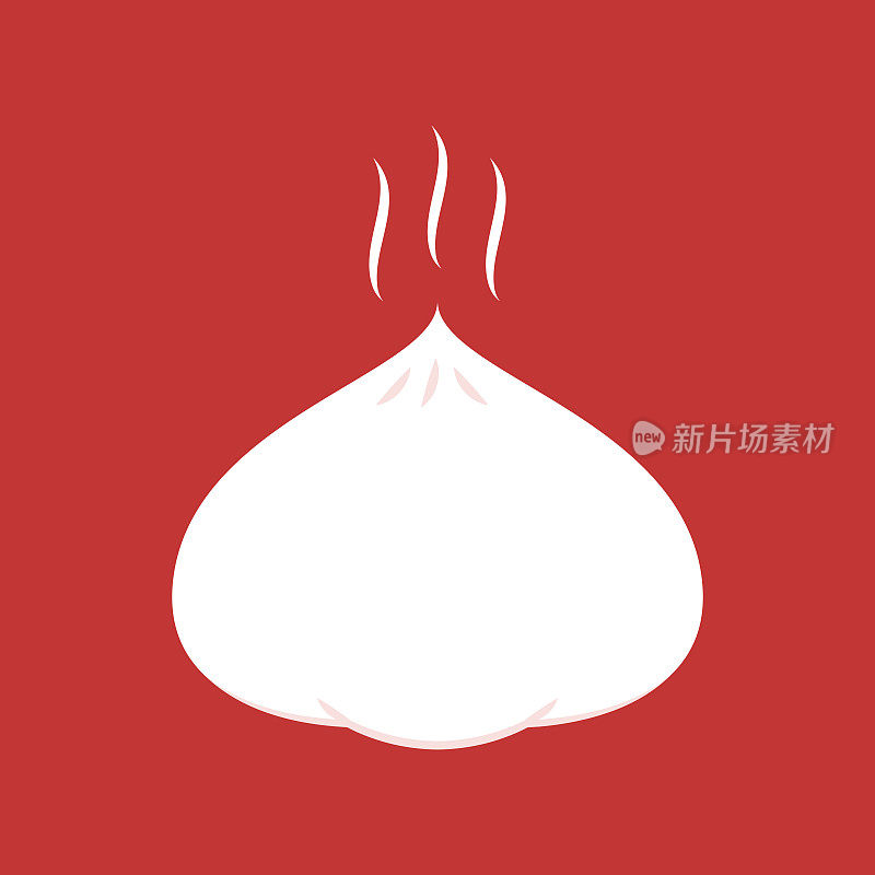 中国蒸汽包子插图矢量。亚洲食物矢量插图。包子是中国食物。
