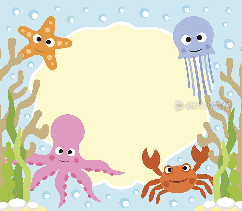 海洋动物卡通背景