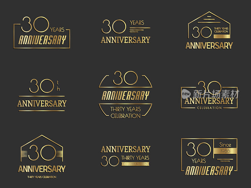三十年纪念庆祝标志系列。30周年的标志。