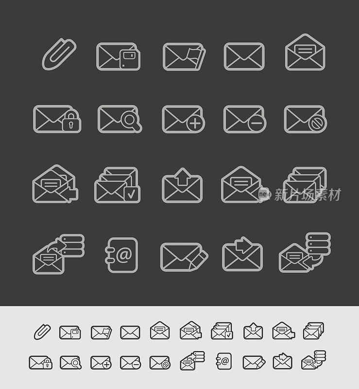 电子邮件图标-黑线系列