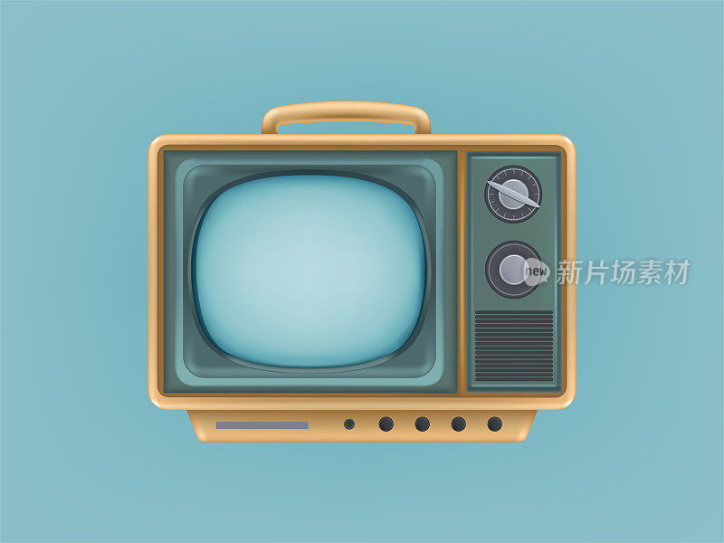 老式电视机、电视机矢量插图。复古电子视频显示广播，新闻，网络，网络