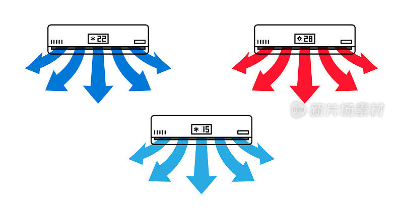 空调功能矢量插图