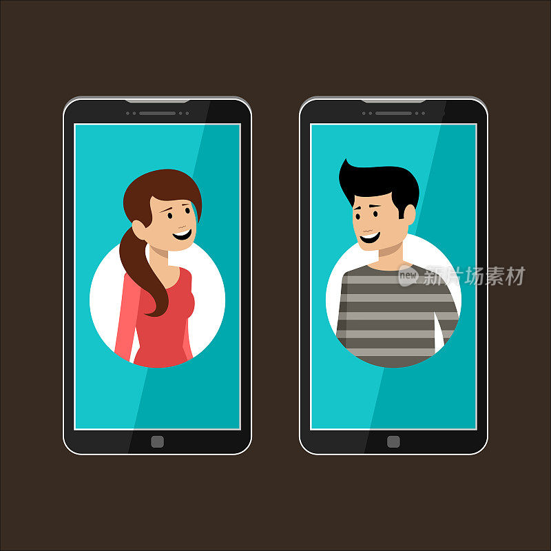两部手机上都有那个男人和那个女人的简介