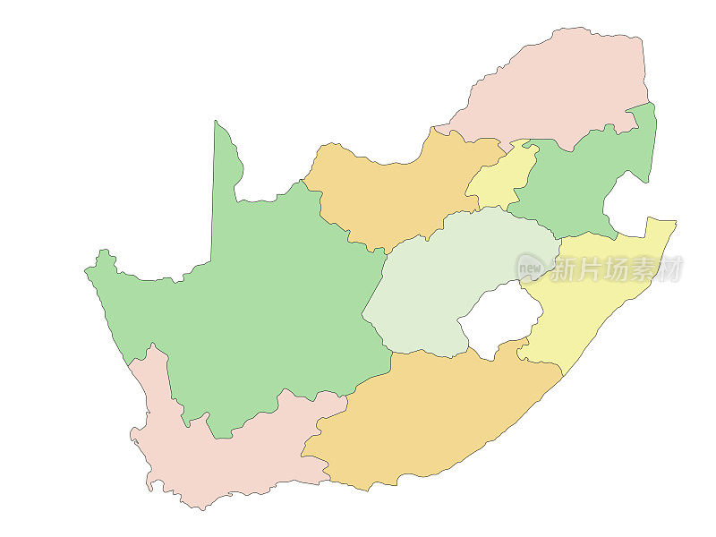 南非-高度详细的可编辑的政治地图。