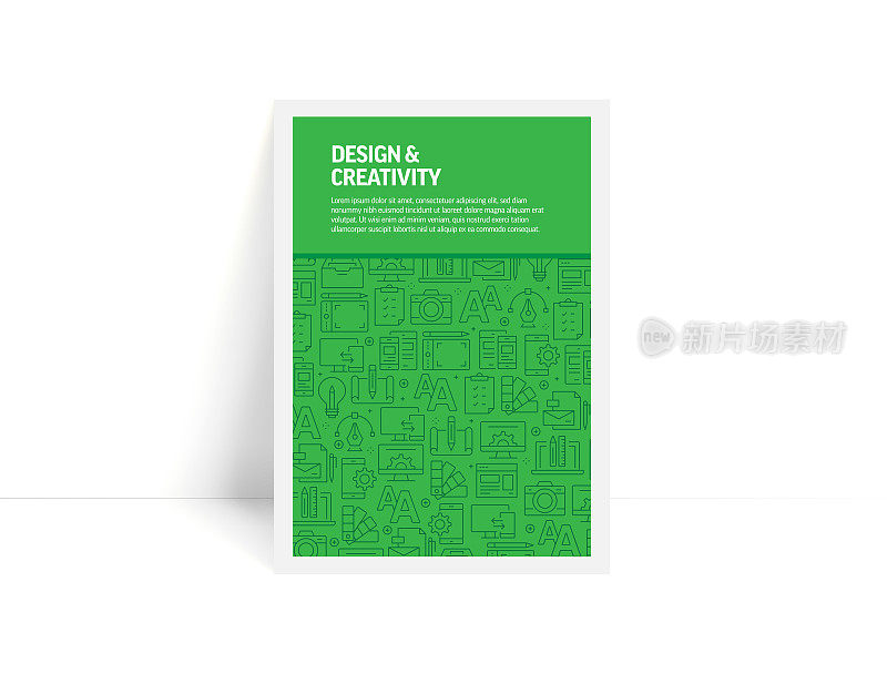 矢量集的设计模板和元素的设计和创意的潮流线性风格-模式与设计和创意相关的线性图标-极简主义封面，海报设计
