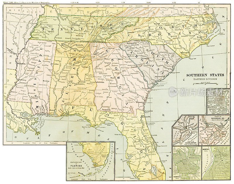 南方各州地图，1899年