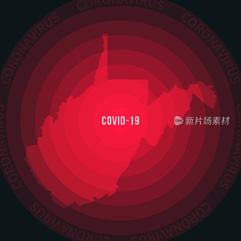 西弗吉尼亚州COVID-19传播地图。冠状病毒爆发