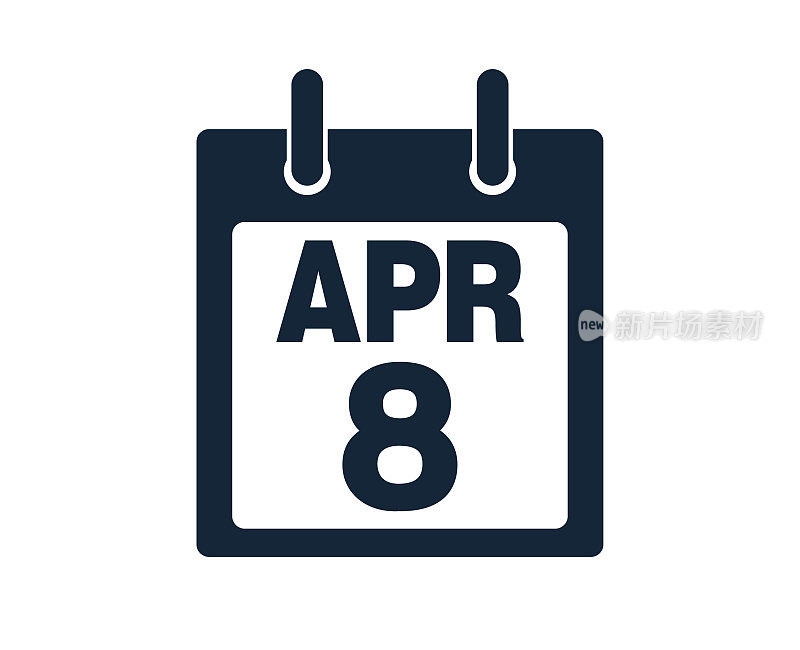 4月8日日历图标股票矢量插图