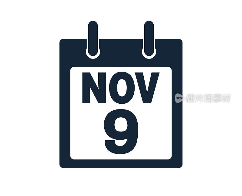 11月9日日历图标股票矢量插图