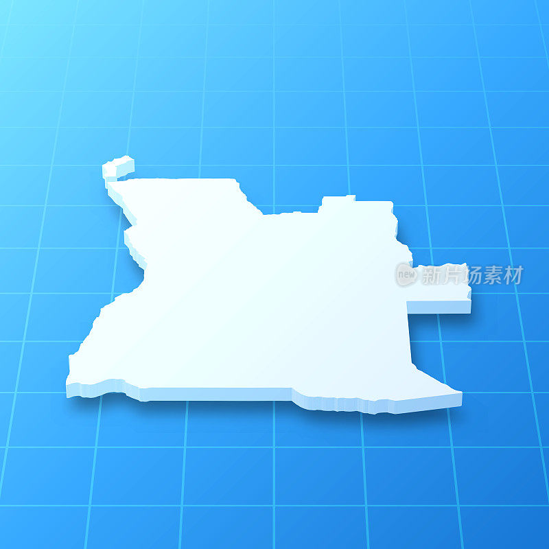 蓝色背景的安哥拉3D地图