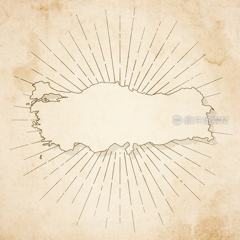 土耳其地图在复古风格-旧纹理纸