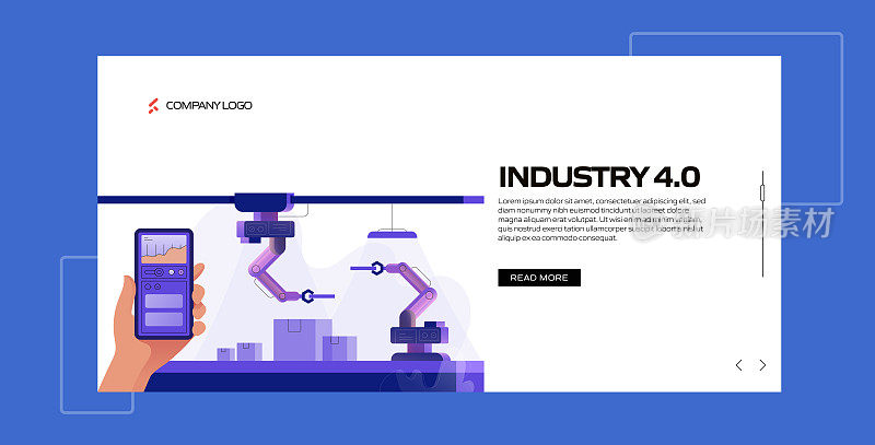 工业4.0概念矢量插图网站横幅，广告和营销材料，在线广告，业务演示等。