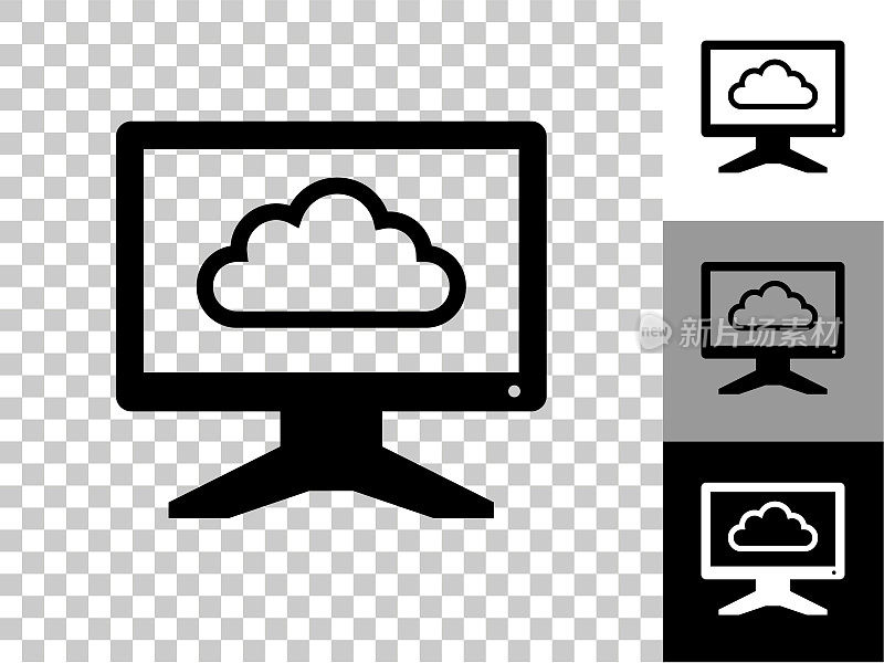 监控云计算图标上的棋盘透明背景