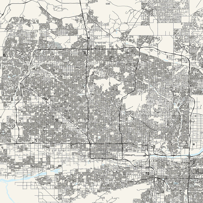 凤凰城，亚利桑那州矢量地图