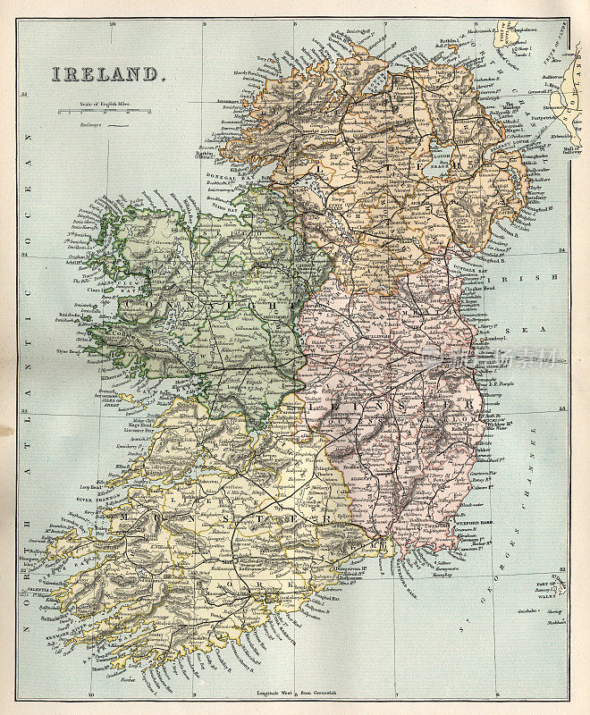 19世纪爱尔兰的古老地图