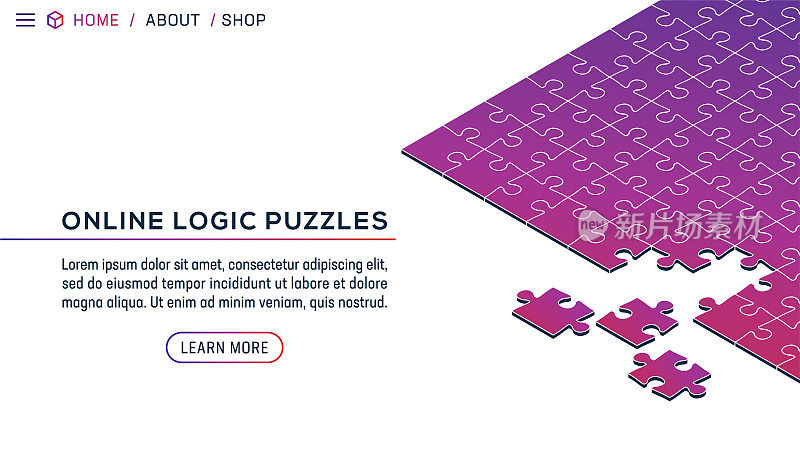 拼图逻辑在线游戏等距网页模板背景